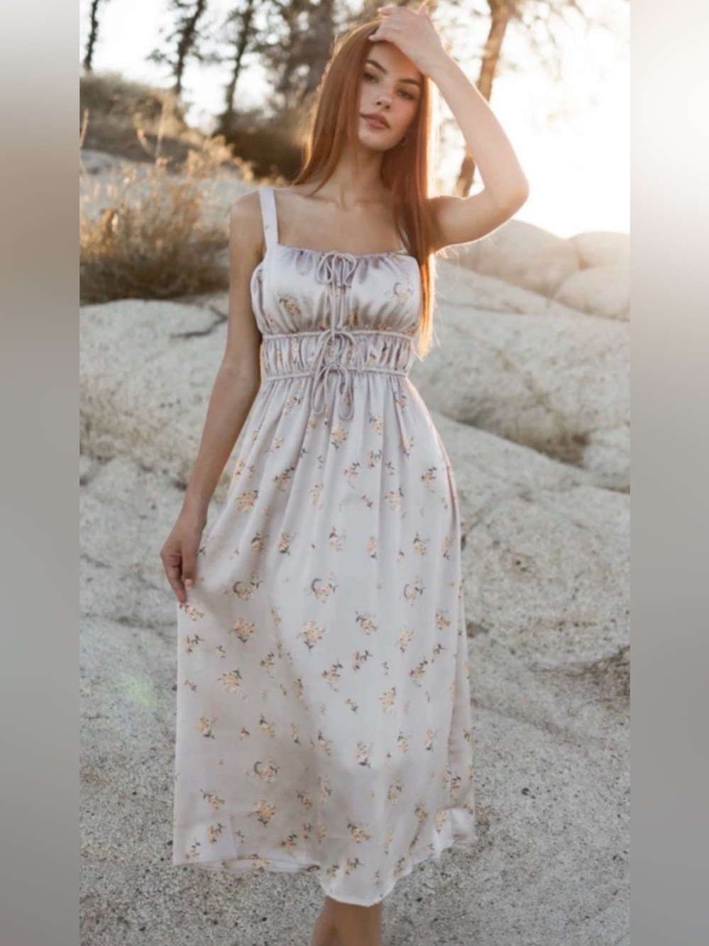 NWT Lush Champagne Floral Dress XL